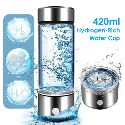 Experience Ultimate Hydration with the 420Ml Portable Hydrogen-Rich Water Cup - Rechargeable Alkaline Maker & Antioxidant Generator